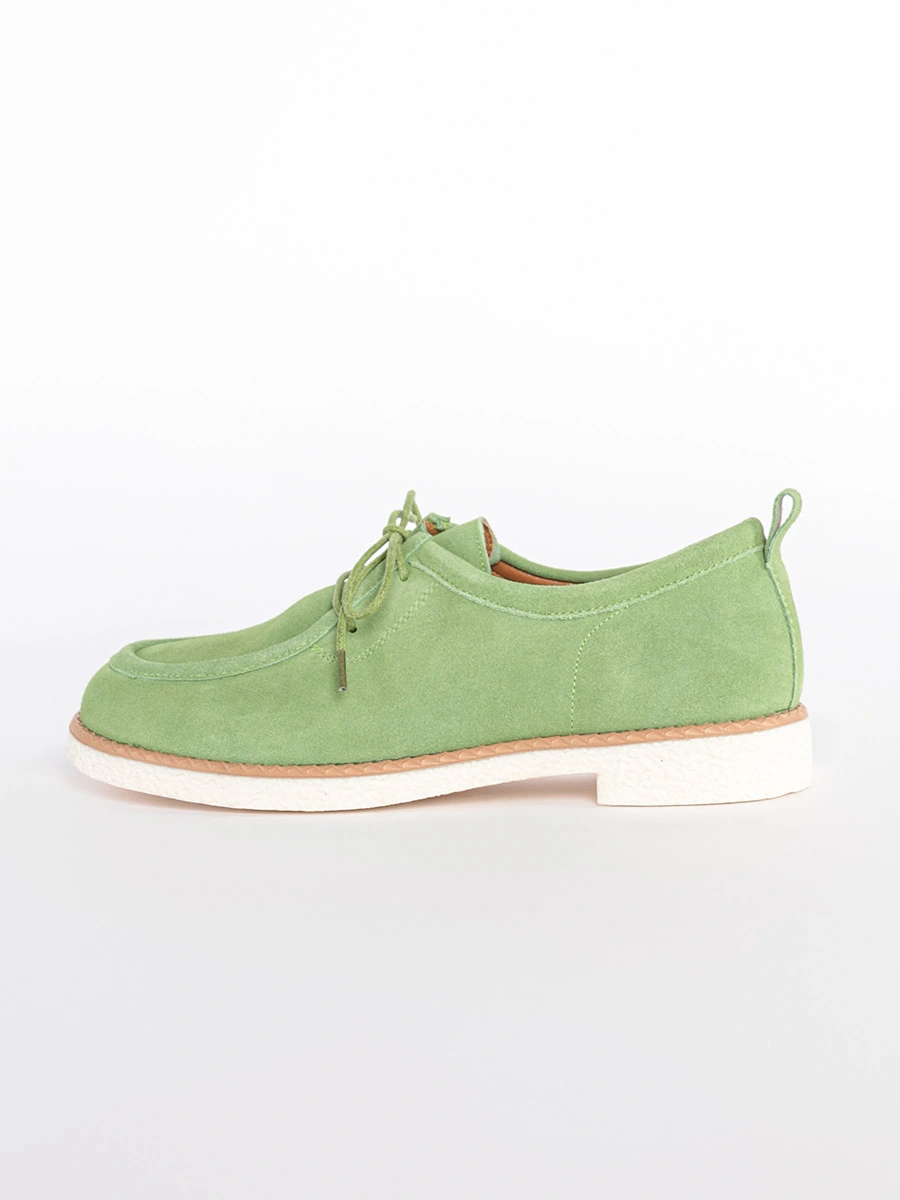 Полуботинки зеленого цвета на низком каблуке
